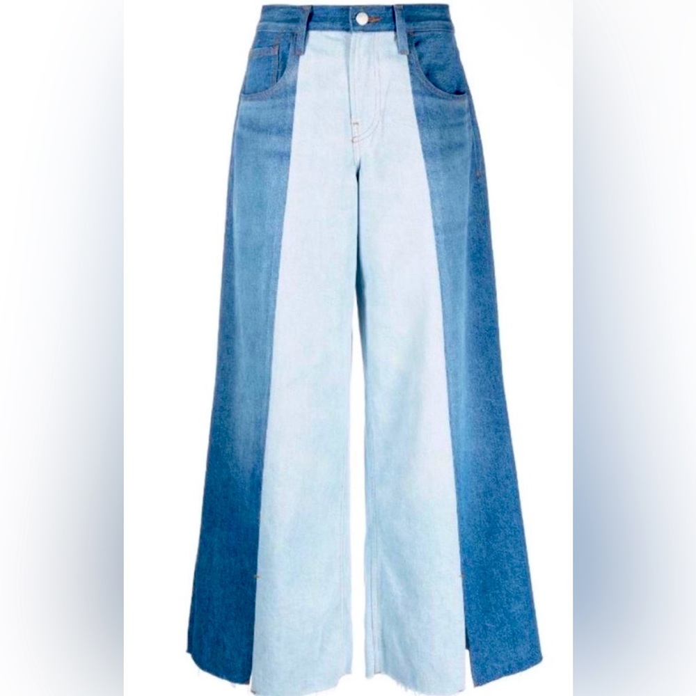FRAME Two-Tone Blue Wide-Leg Jeans | size 26 (waist measures 28)